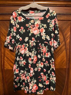 Haptics Black Floral Flowy Dress